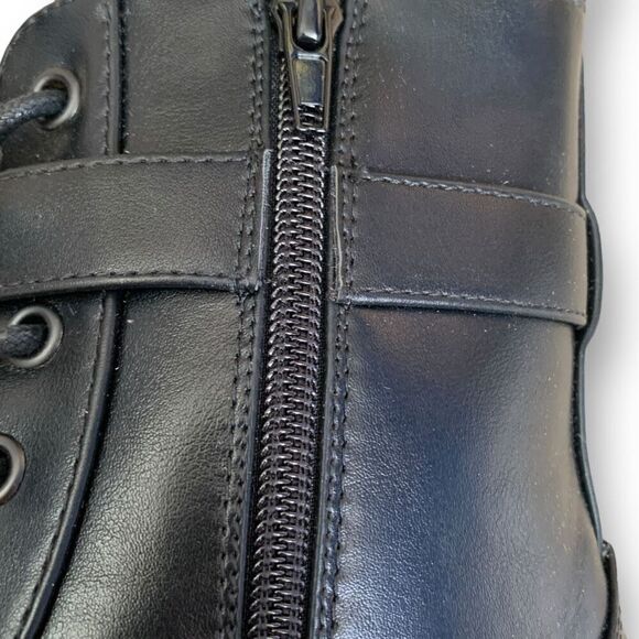 ASOS Design Ali Boots Black Wide Fit Chunky Lace Up  Ankle Buckle Detail 7 - Picture 7 of 12